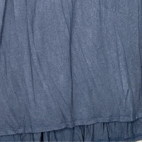 Amaryllis Large Shirt Top Navy Blue Floral Cap Short Sleeve V Neck Semi Sheer - Picture 2 of 7